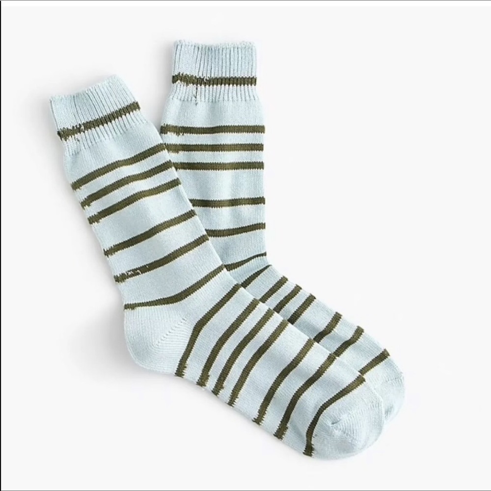 J. Crew Stripe Trouser Sock #H9979 green cotton